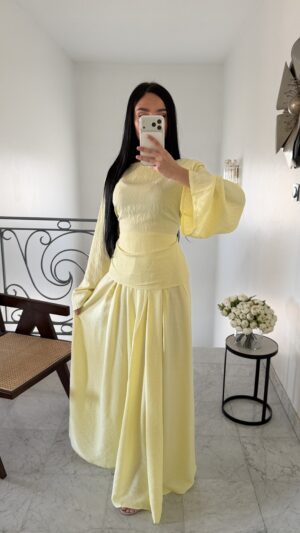 Ensemble jupe effet lin [JAUNE]