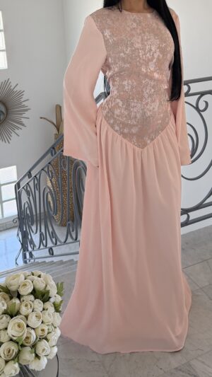 Robe lacets au dos mousseline [ROSE]