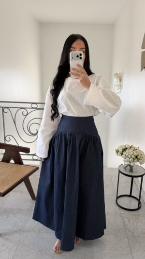 Jupe en jean bandeau [BLEU]