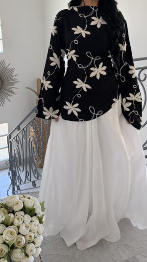 Jupe longe effet organza doublée [BLANC]