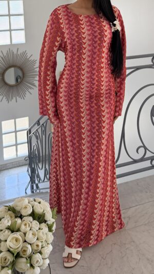 Robe doublée lacets au dos multicolors [ROSE]