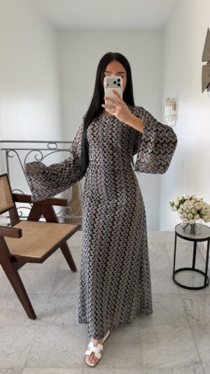Robe doublée lacets au dos multicolors [NOIR]