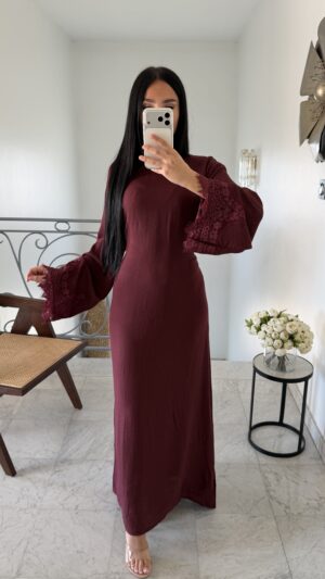 Robe manches dentelles [BORDEAUX]
