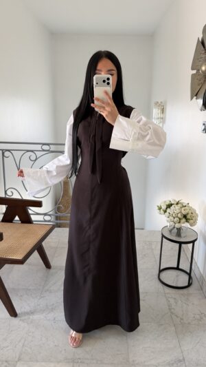 Robe sans manches à nouée [MARRON]