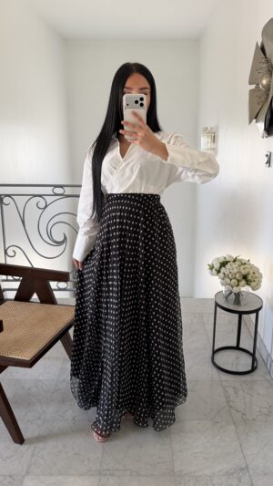 Jupe a pois en mousseline [NOIR]