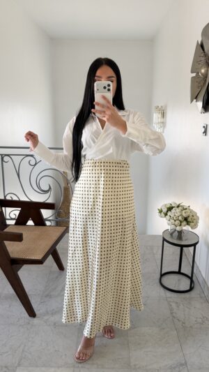 Jupe a pois en satin [JAUNE]