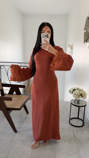 Robe manches dentelles [CORAIL]
