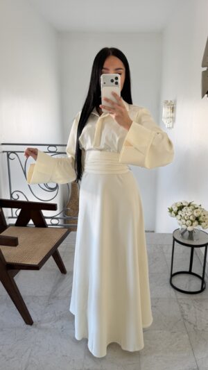 Robe longue ceinture large [ECRUE]