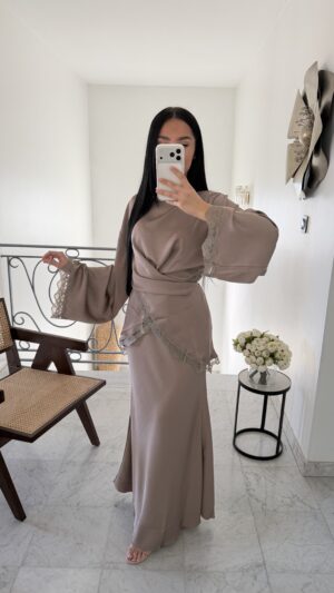 Ensemble croisé dentelle [TAUPE]