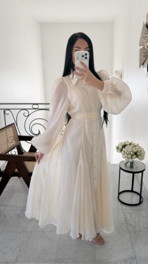 Robe en organza volant [BEIGE]