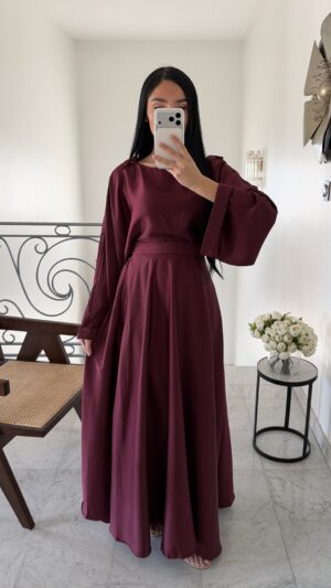 Ensemble fluide en satin noeud [BORDEAUX]