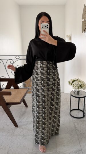Ensemble jupe à motifs [NOIR]