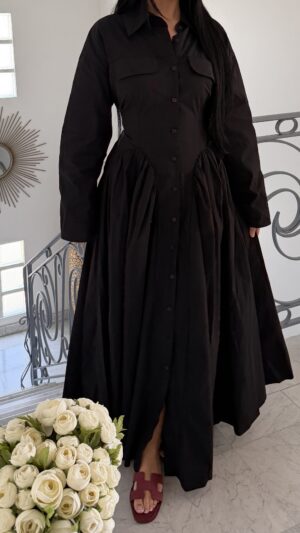 Robe  longue évasée 100% coton  [NOIR]