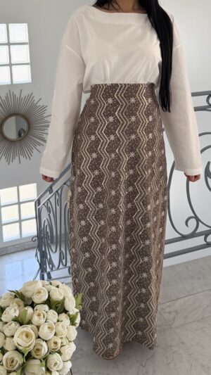 Ensemble jupe à motifs [MARRON]