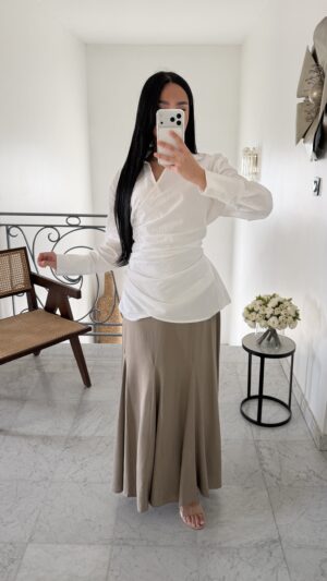 Jupe longue en lin [TAUPE]