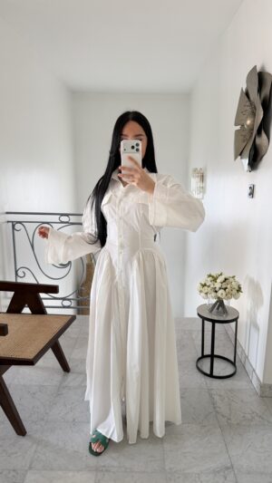 Robe  longue évasée 100% coton  [BLANC]