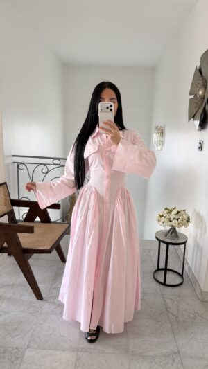 Robe  longue évasée 100% coton  [ROSE]