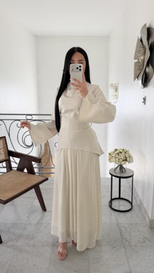 Ensemble jupe en mousseline cintrée [ECRUE]