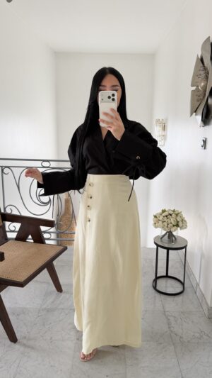 Jupe en lin boutonnée JAUNE