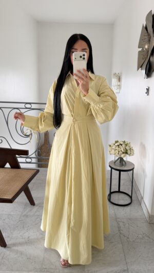 Robe longue 100% coton bijoux dorée [JAUNE]
