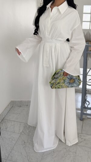 Robe longue cintrée 100% coton  [BLANC]