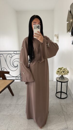 Abaya noeud argenté [TAUPE]