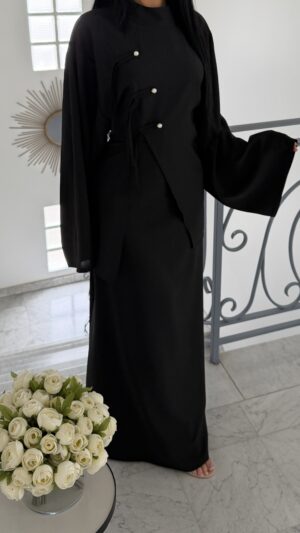 Abaya détails perles [NOIR]