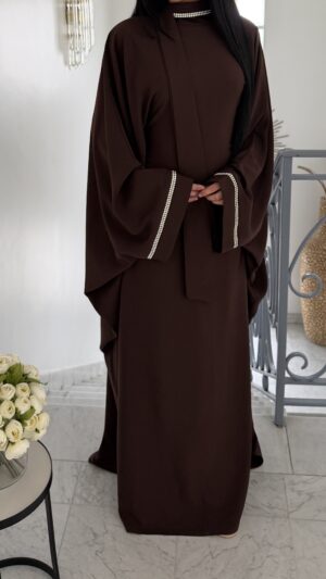 Abaya ceinture à l’intérieur [MARRON]