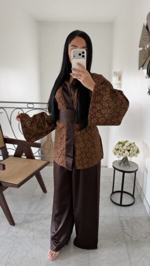 Enesmeble classy veste brocard [MARRON]