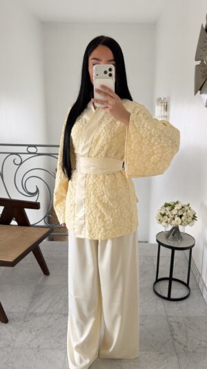Enesmeble classy veste brocard [JAUNE]
