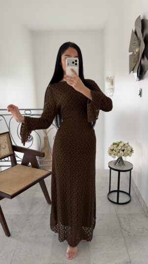 Robe en dentelle [MARRON]
