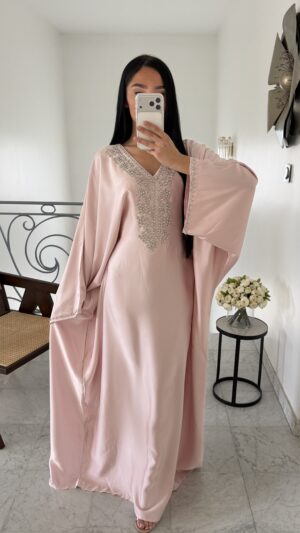Abaya cintré à la taille [ROSE]