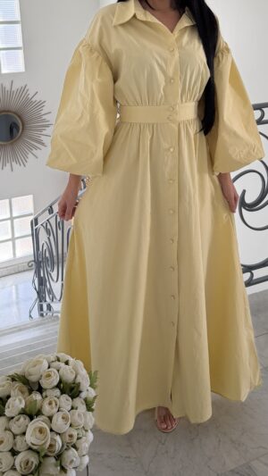 Robe manches mi longues 100% coton [JAUNE]
