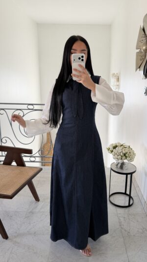 Robe sans manches en jean [BLEU]