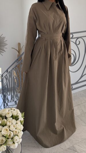 Robe longue cintrée 100% coton  [TAUPE]