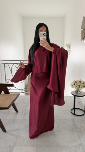Ensemble long cape 2 pièces [BORDEAUX]