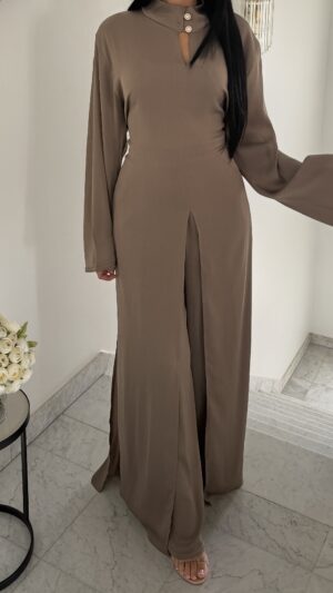 Ensemble asymétrique en satin  [TAUPE]