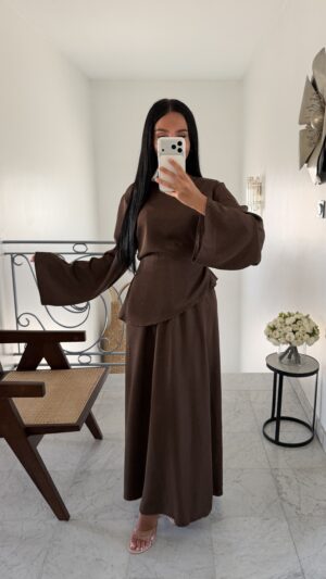 Ensemble jupe cintré [MARRON]