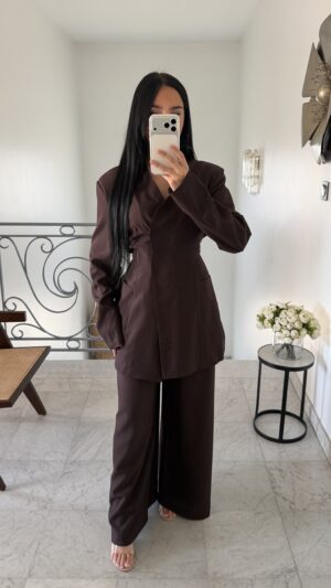 Ensemble blazer cintré au dos  [MARRON]