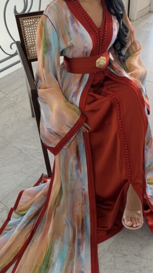 Caftan en oragnza imprimée [ROUILLE]