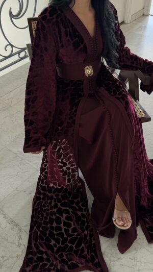 Caftan en velours [BORDEAUX]