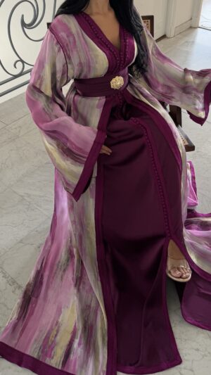 Caftan en oragnza imprimée [LAVANDE]