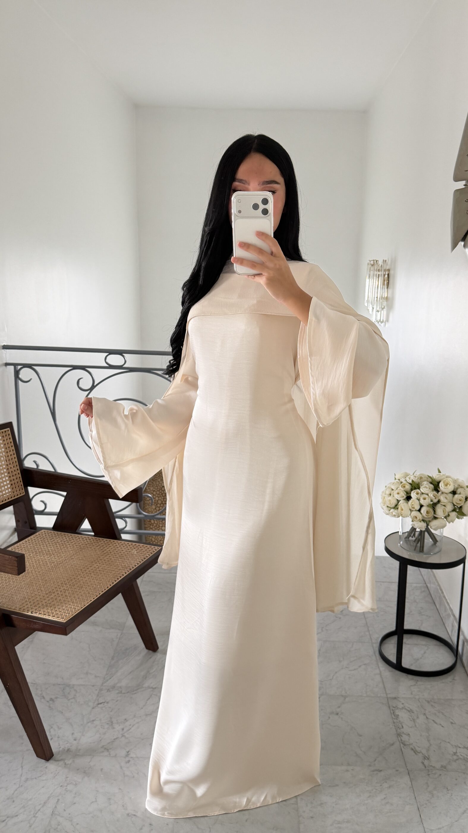 Robe cape mousseline ECRUE – Image 3