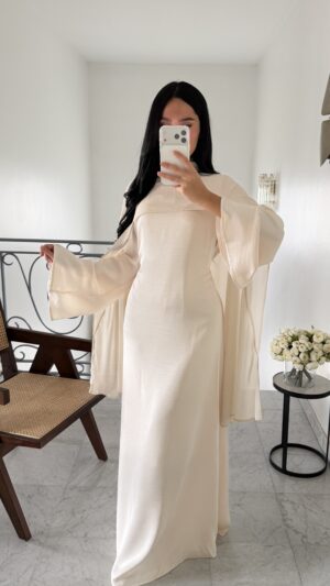 Robe cape mousseline ECRUE