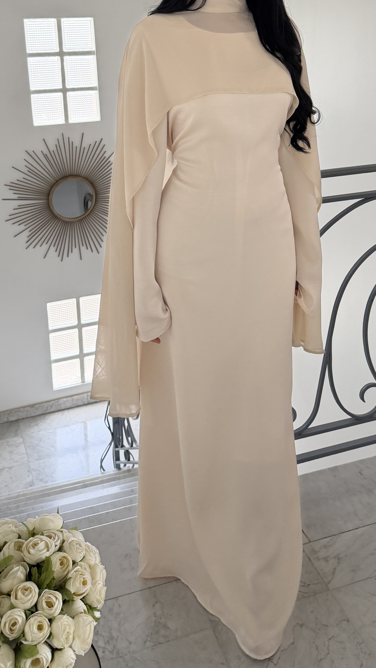 Robe cape mousseline ECRUE – Image 5