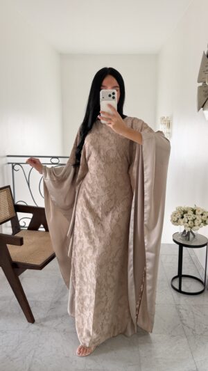 Abaya lacets faracha [TAUPE]