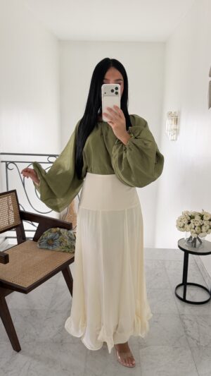 Blouse longue effet organza [KAKI]