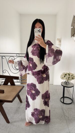 Ensemble en mousseline florale [PRUNE]