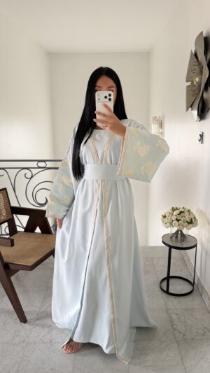 Ensemble caftan aux manches brodés [BLEU]