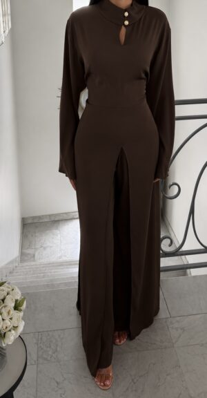 Ensemble asymétrique en satin  [MARRON]
